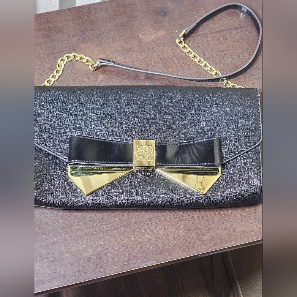 Anne Klein Elegant Black and Gold Women's Clutch New